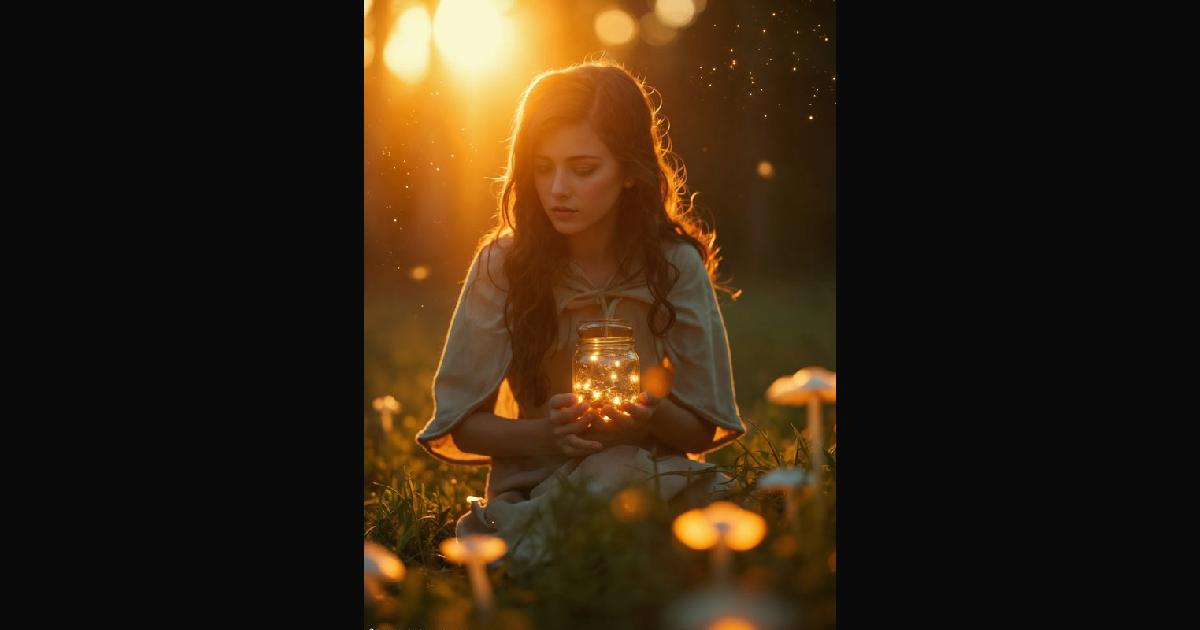 A dreamy golden-hour portrait of a woman in a ligh | To4kawa on BudgetPixel