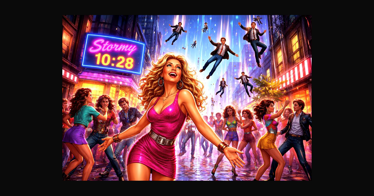 A high-energy neon nightlife scene shows a glamoro | DavidP on BudgetPixel