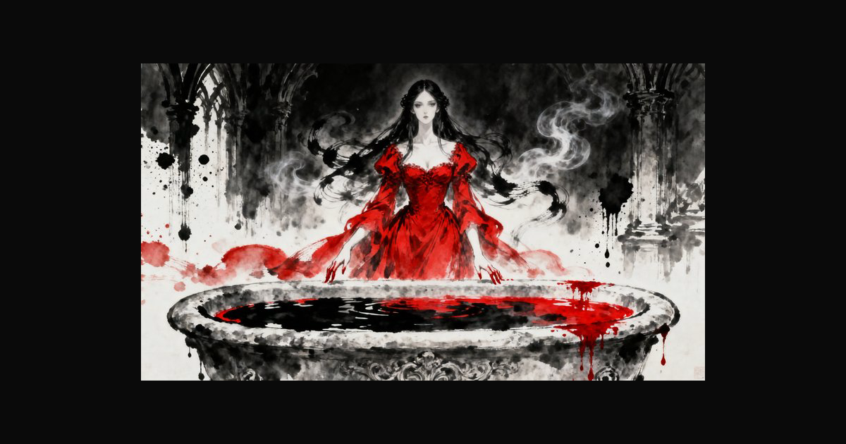 This gothic watercolor illustration shows a pale w | elkanthe on ...
