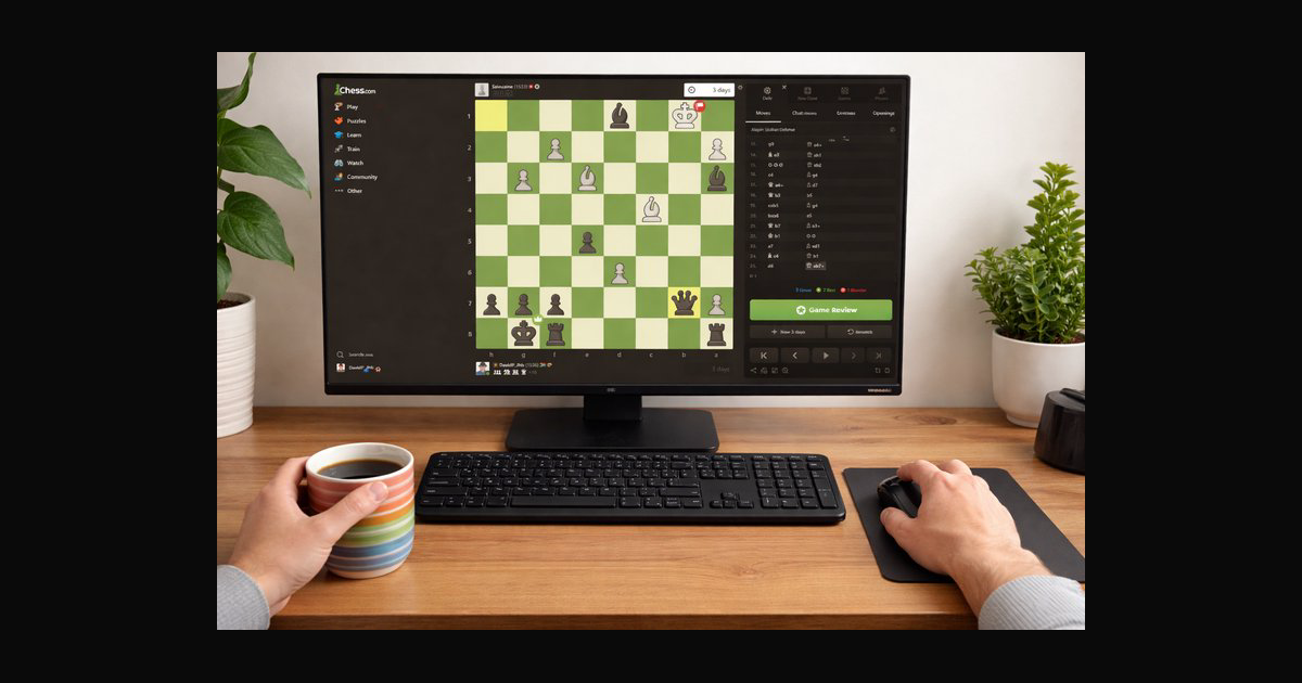 A modern home-office scene featuring a computer mo | DavidP on BudgetPixel