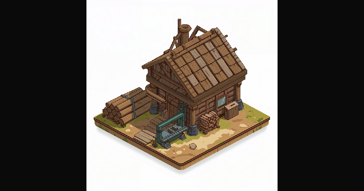 A charming isometric illustration of a rustic log | sgd on BudgetPixel ...