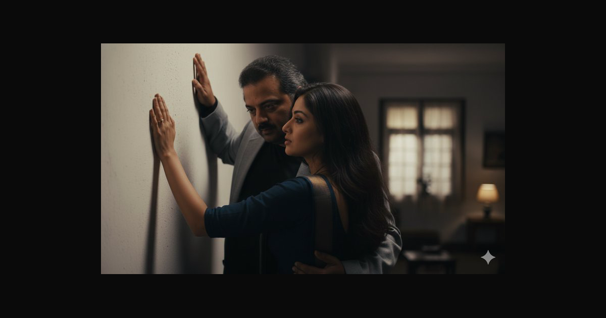 A moody, cinematic scene shows a man and woman pre | Hiths on BudgetPixel