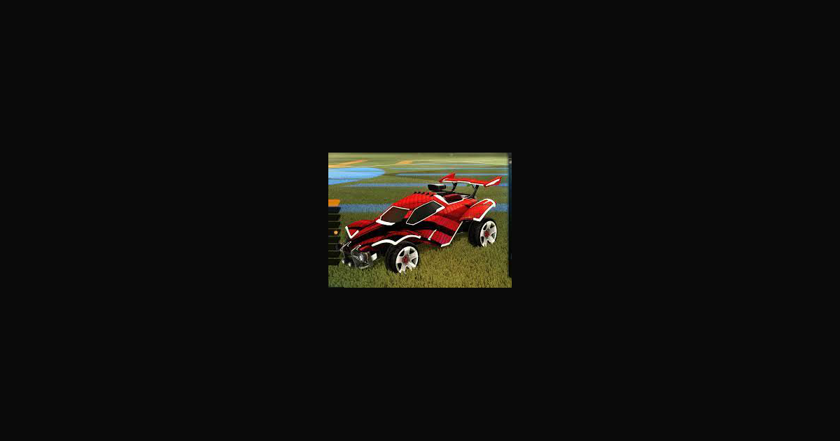 A vibrant red futuristic race car sits on a green | xdlol67 on ...