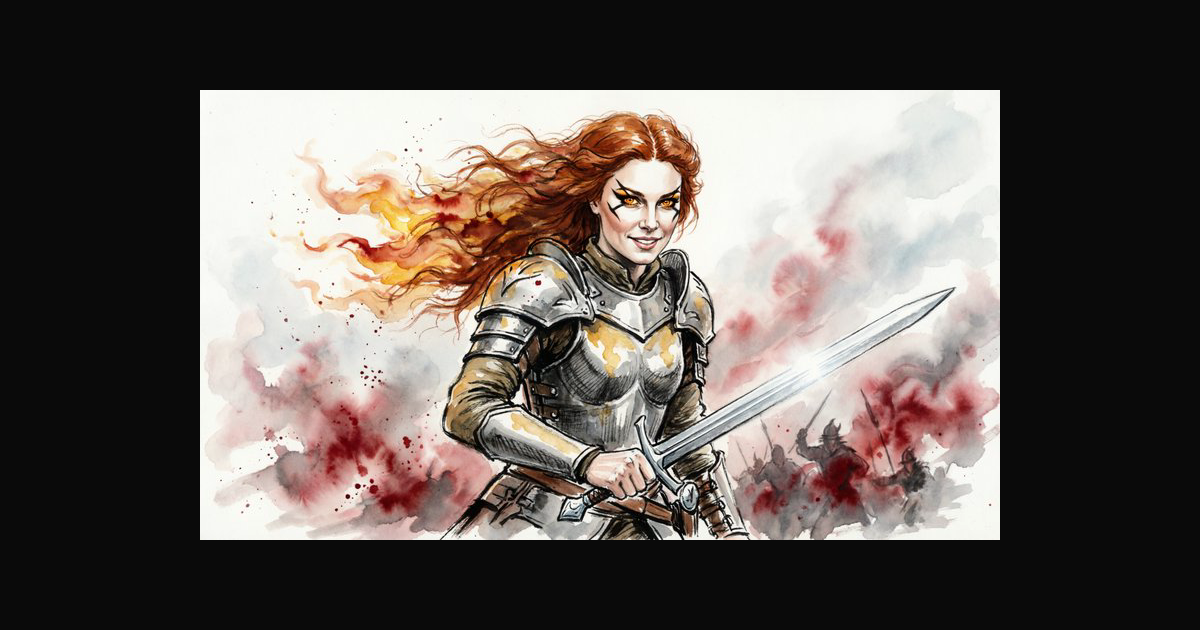 A dynamic fantasy illustration featuring a fearles | NielsCarlsen on ...