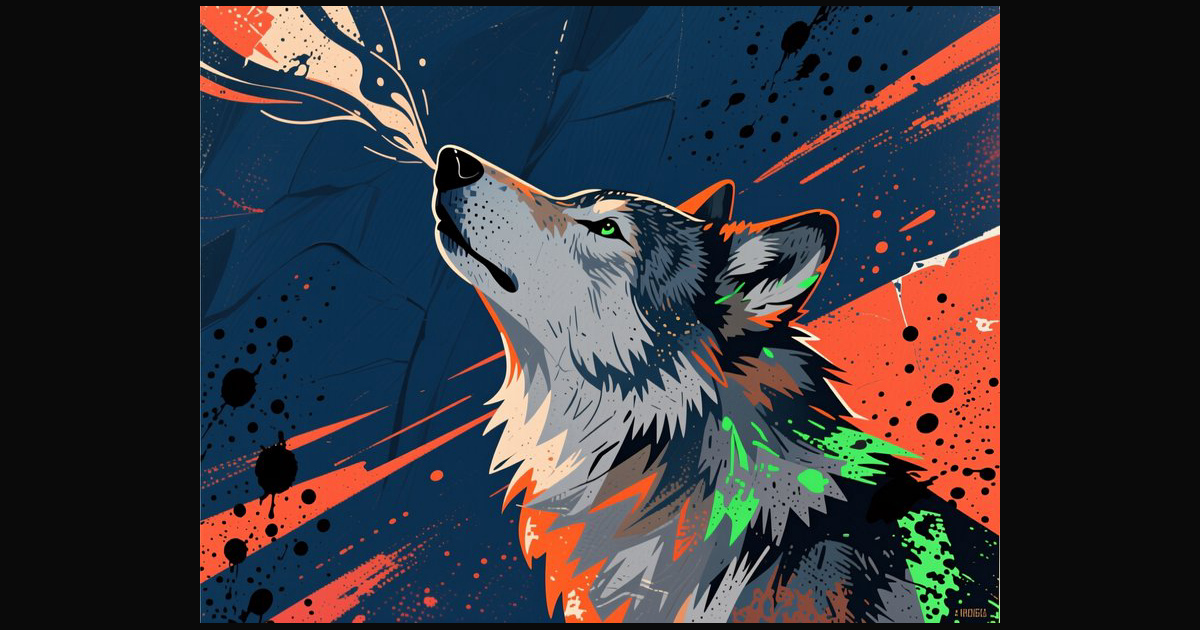 A dynamic, modern illustration of a wolf howling, | cocoayoc on ...