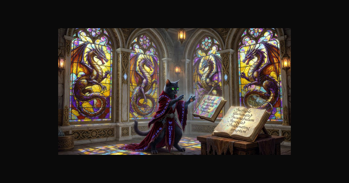 A fantasy scene featuring a black cat in a regal r | CaylaCatz on ...