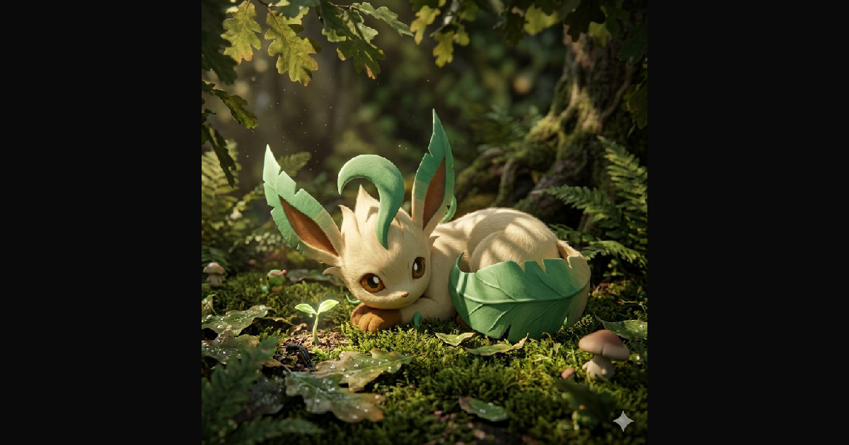A charming CGI fantasy rabbit lies curled on a mos | jesskynnlia on ...