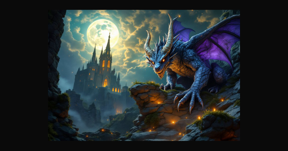 This high-fantasy artwork features a menacing blue | justrob on ...