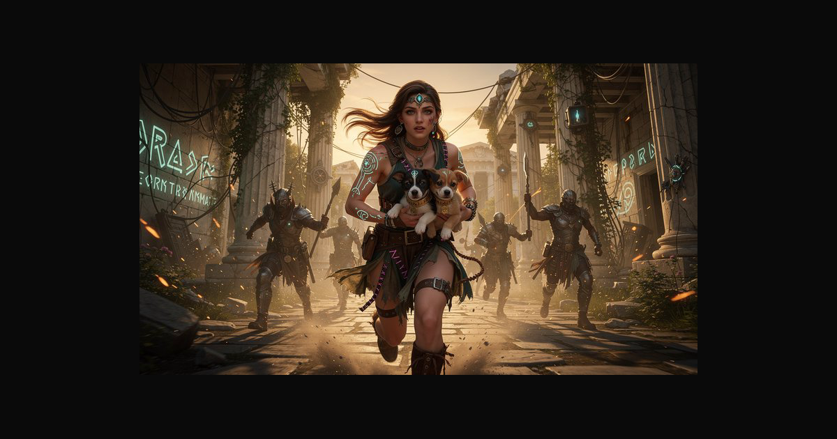 A dynamic fantasy battle scene featuring a fearles | CaylaCatz on ...