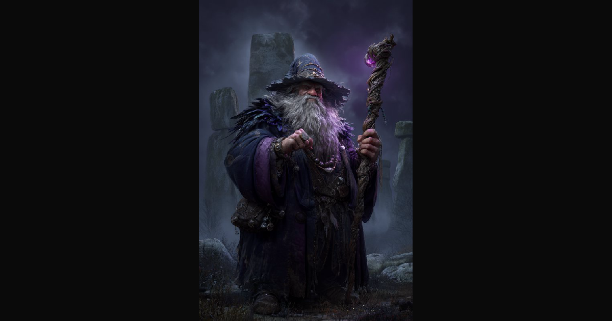 A dark fantasy portrait of a wise old wizard weari | chris70 on ...