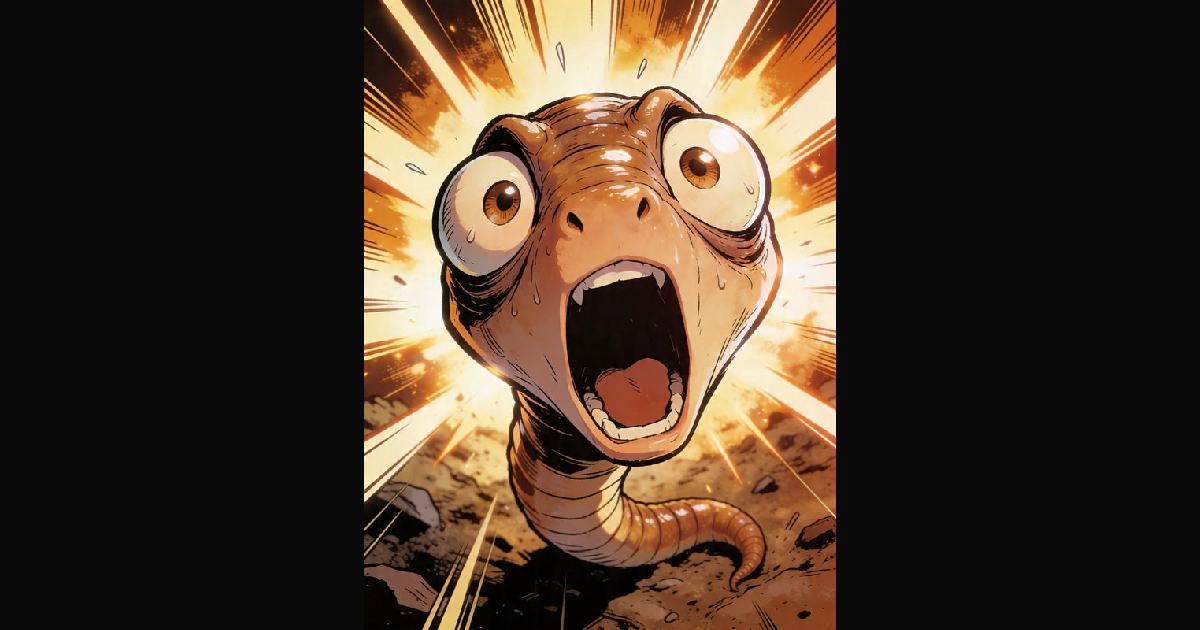 A bold, dynamic comic-style illustration of a worm | germancowboy on ...