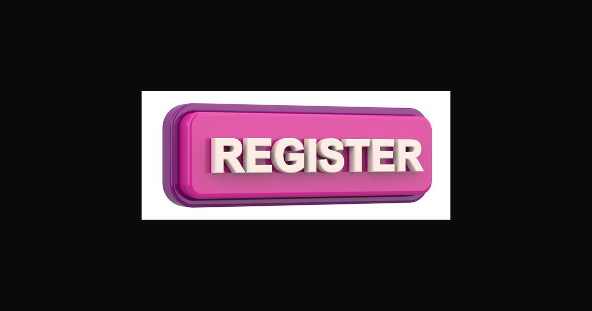 A bold, glossy 3D pink register button designed fo | user_google_810156 ...