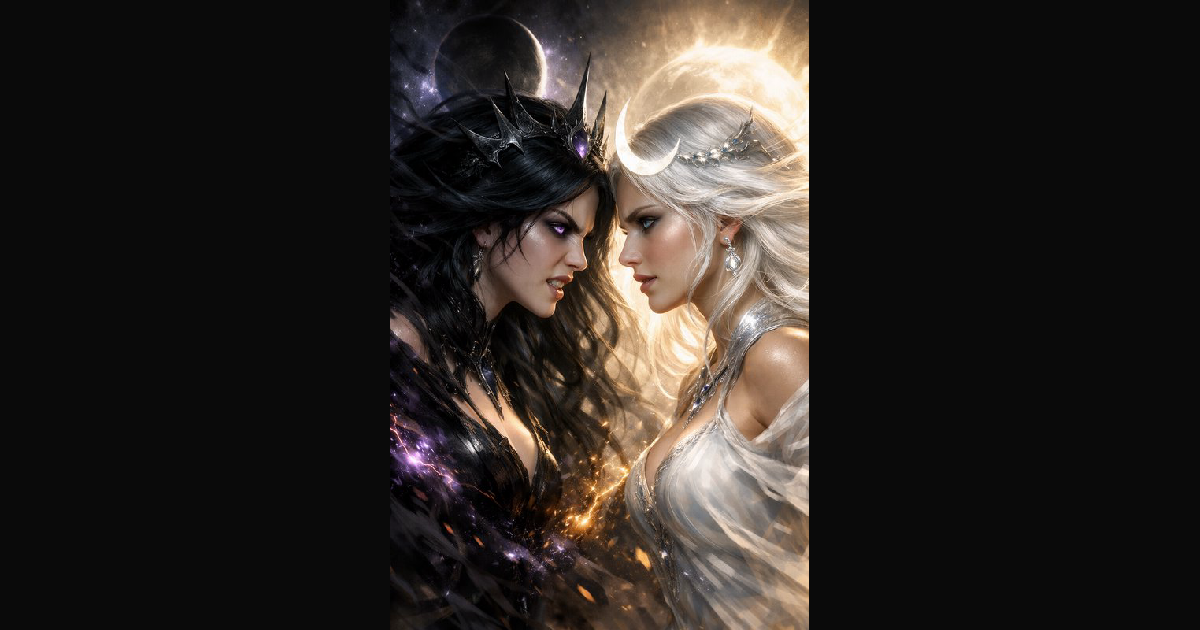 A cinematic fantasy illustration featuring a dark, | TesaranJ on ...