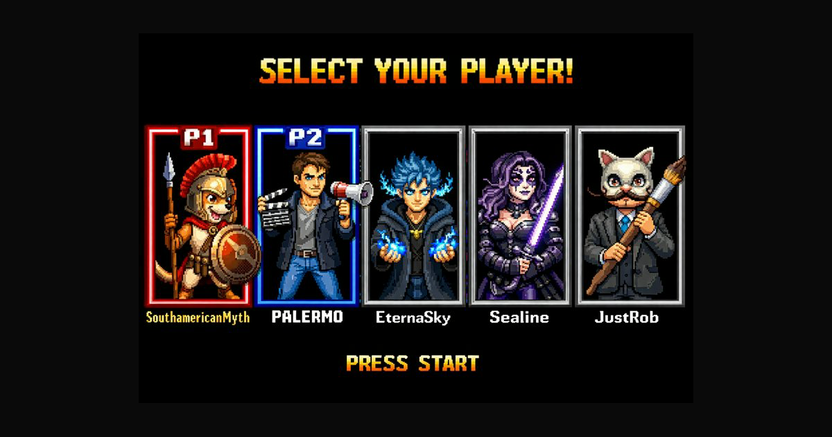 This retro pixel art character select screen showc | southamericanmyth ...