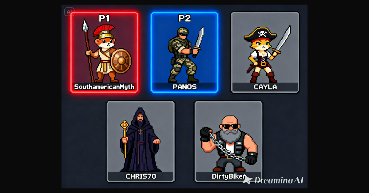 A nostalgic arcade-style character select screen f | southamericanmyth ...