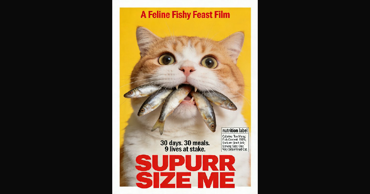 Humorous cat-themed poster titled 