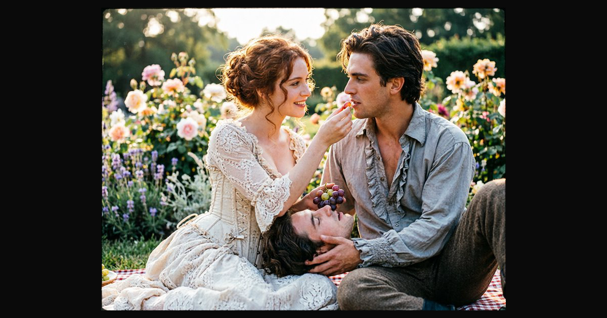 A romantic outdoor scene in a lush flower garden w | NielsCarlsen on ...