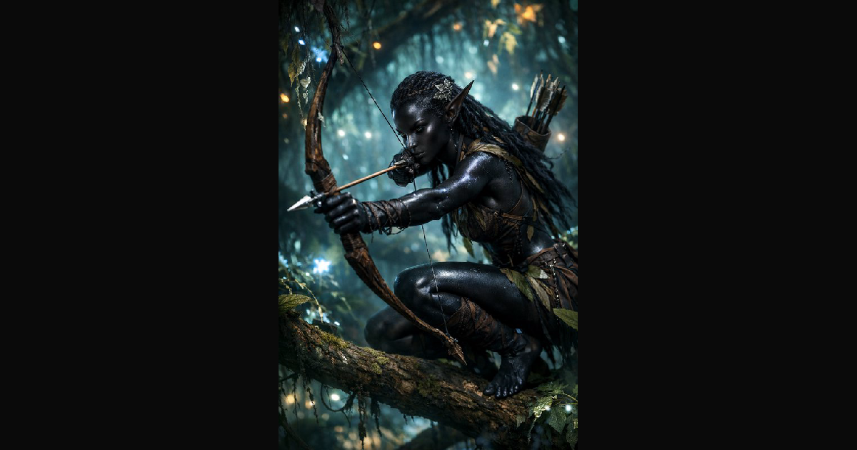 A cinematic fantasy portrait of a dark elf archer | chris70 on ...