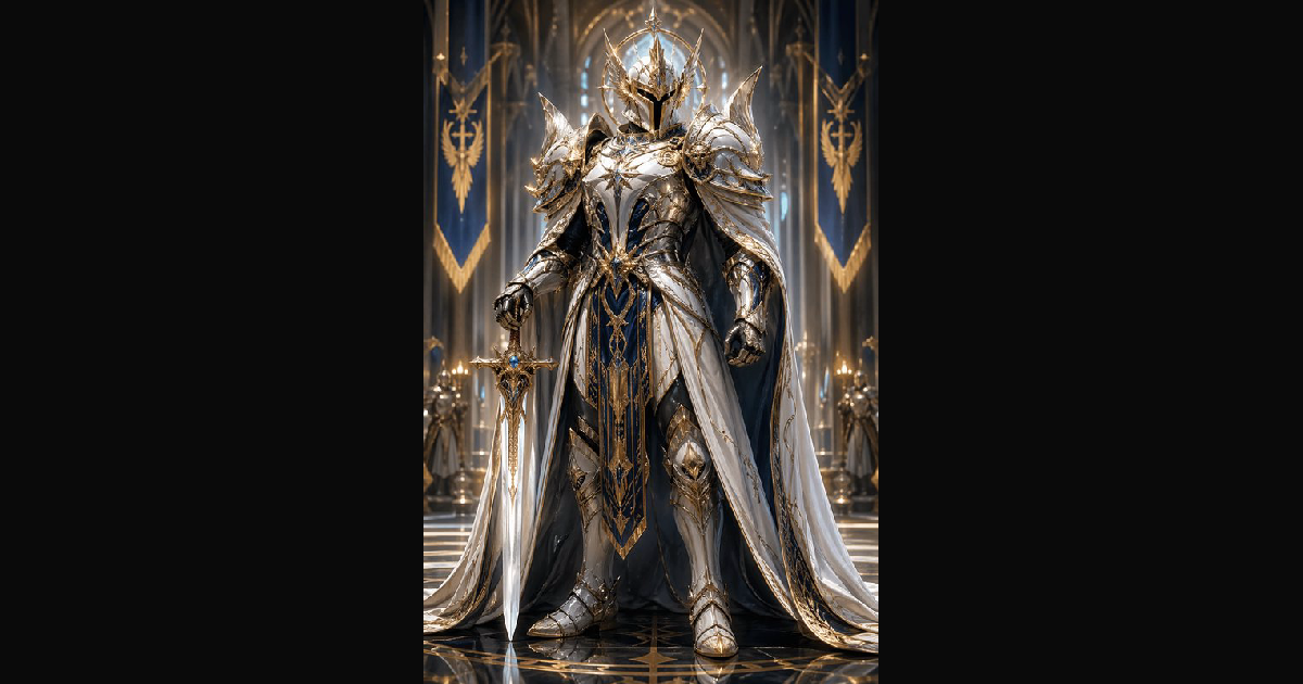 A regal fantasy knight stands in an opulent throne | yeah4 on BudgetPixel