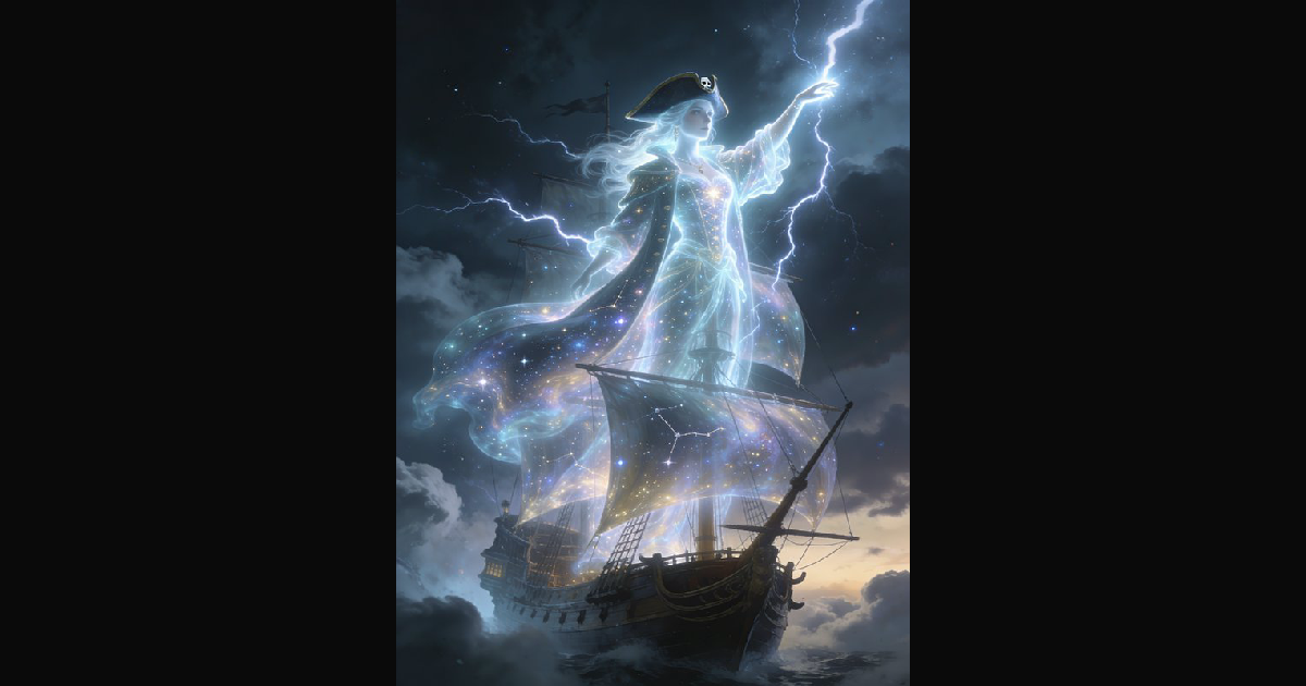 A bioluminescent pirate mermaid stands in shallow | germancowboy on ...