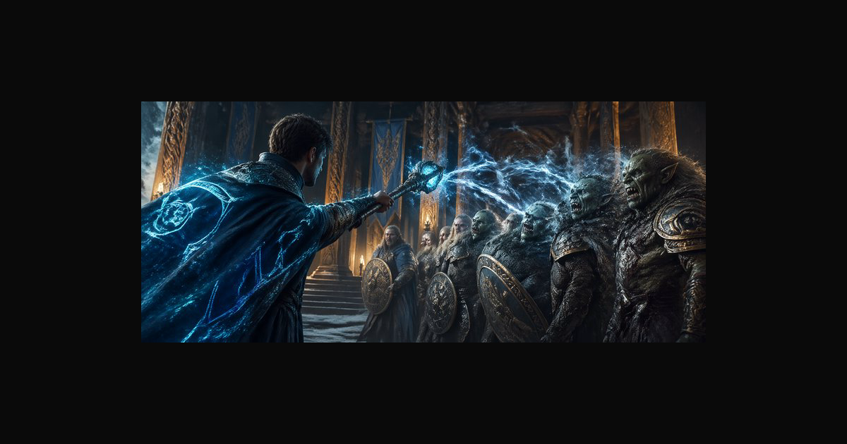 An epic fantasy scene features a cloaked mage unle | archangeltara on ...
