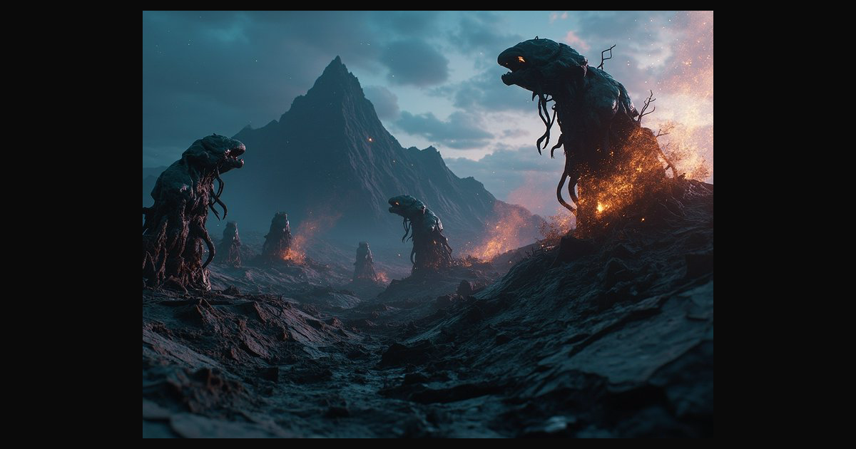 A dramatic science fiction fantasy scene shows tow | user_google_305762 ...