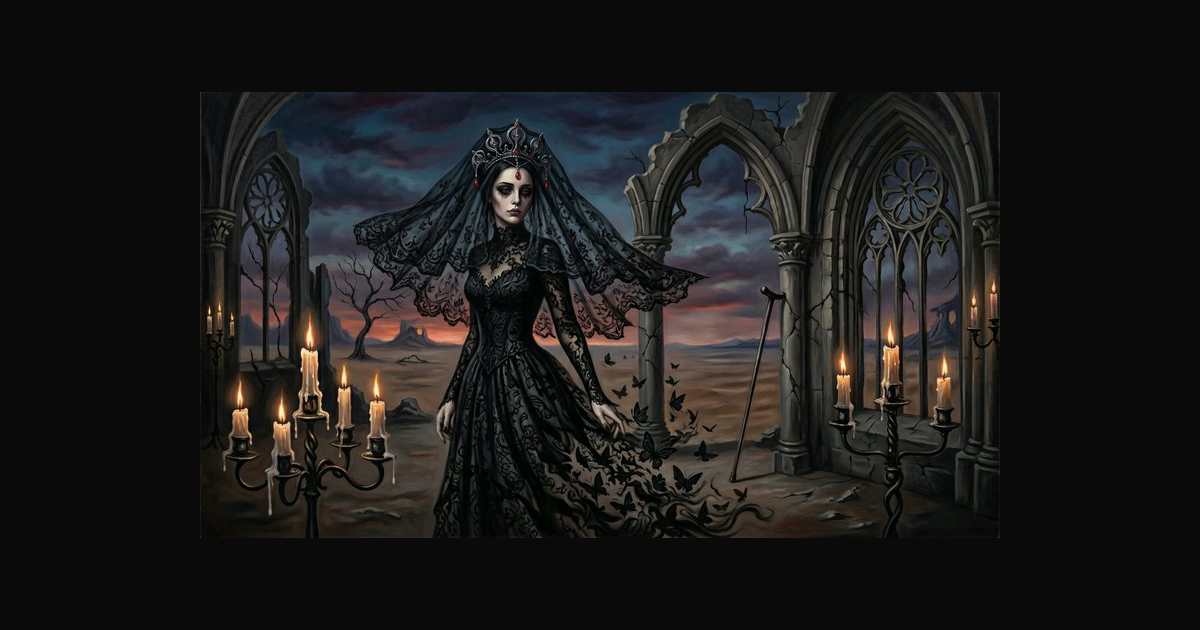This gothic fantasy artwork shows a regal dark que | colab on ...