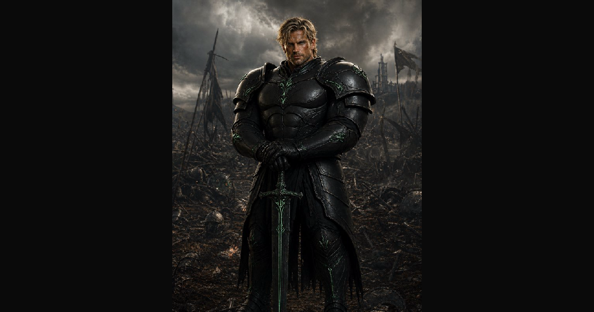 A dark fantasy knight in ornate black armor with e | Unleashed on ...