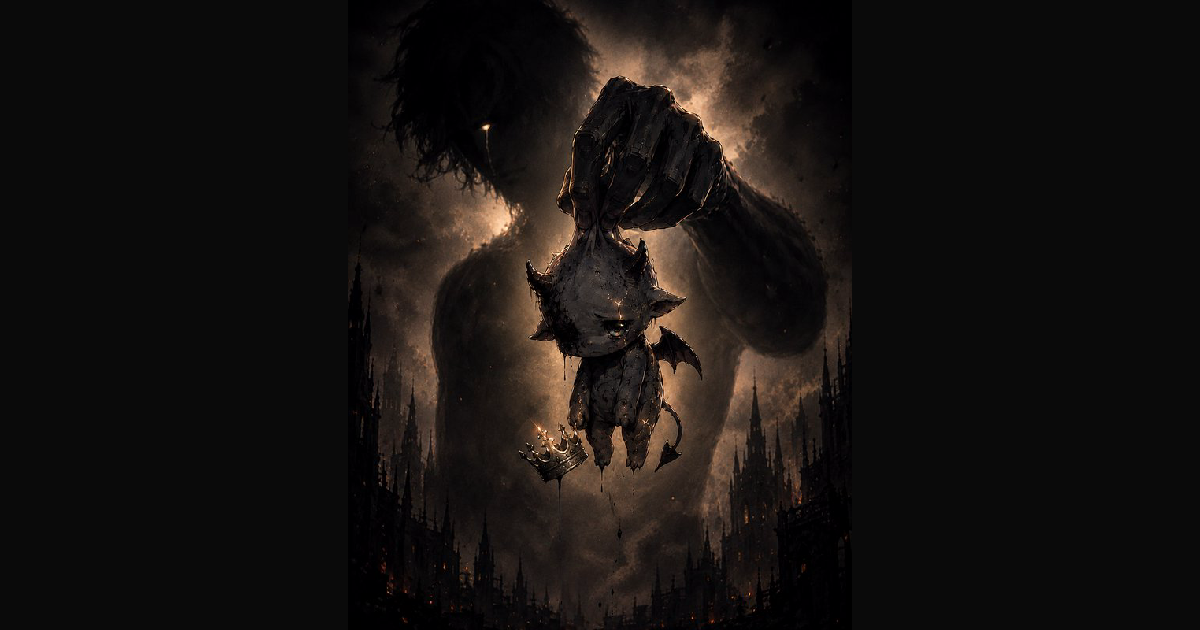 A dramatic dark fantasy scene shows a massive, sha | TesaranJ on ...