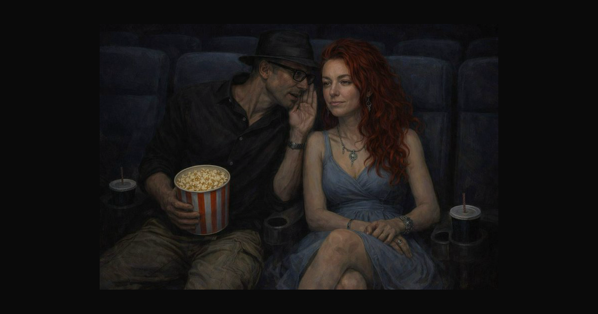 A moody, intimate scene inside a dim movie theater | DavidP on BudgetPixel