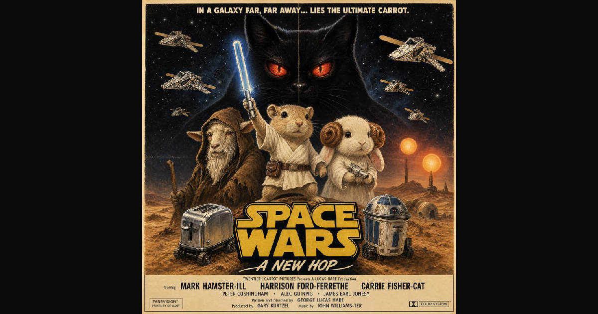 A retro-styled sci-fi poster shows three animal he | wizfield on ...