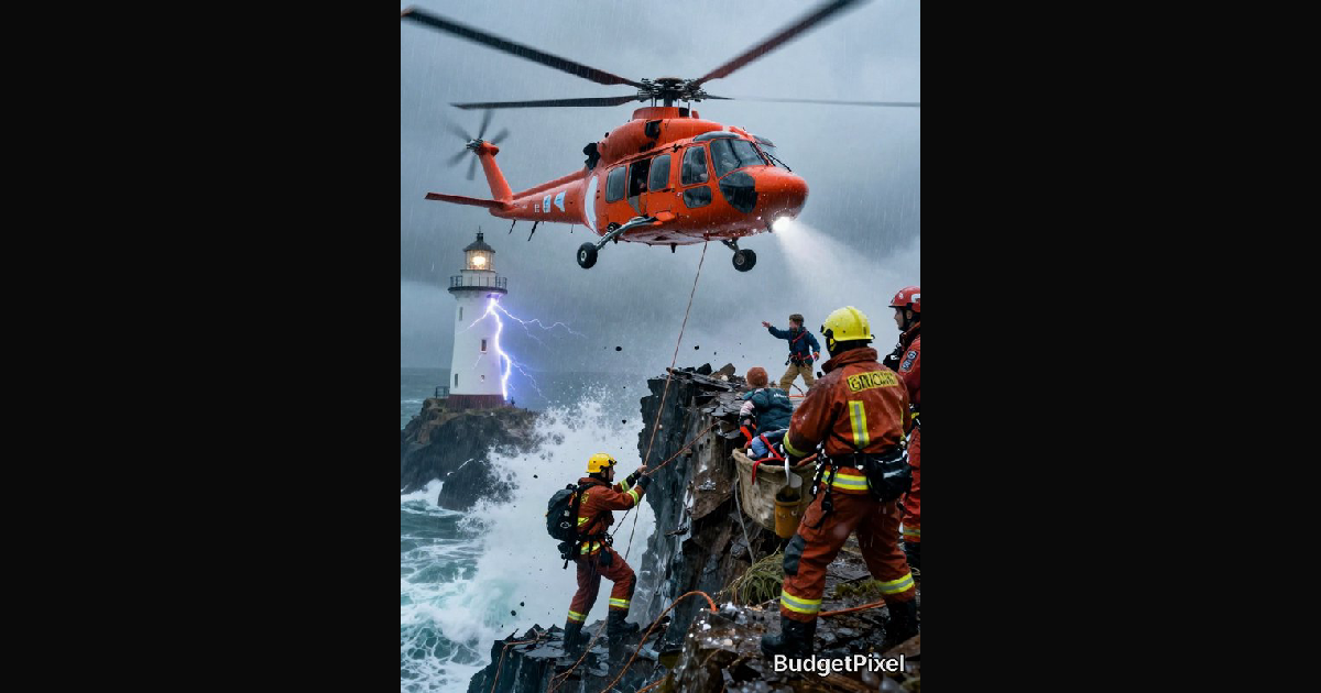 A dramatic offshore rescue scene featuring an oran | alex0099 on ...