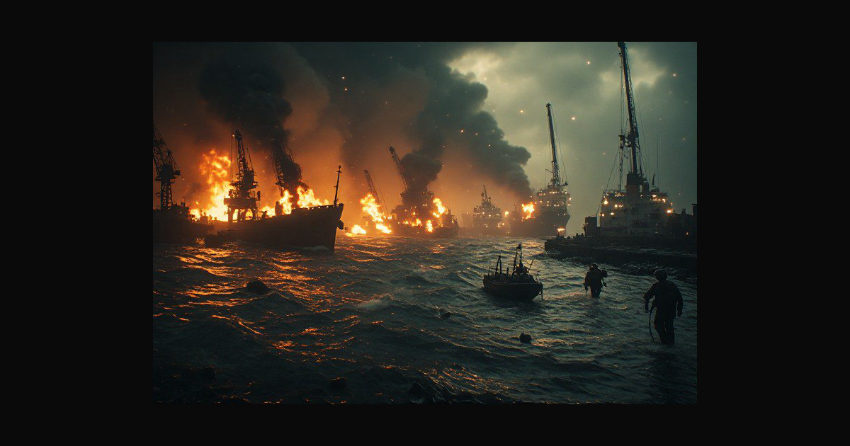 A dramatic maritime disaster scene showing multipl | Bhanu47 on BudgetPixel