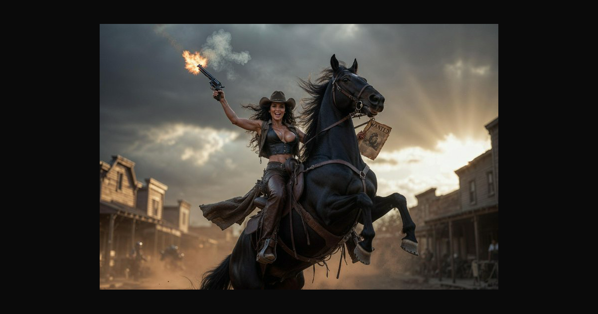 This cinematic action-themed western artwork depic | jkbully85 on ...