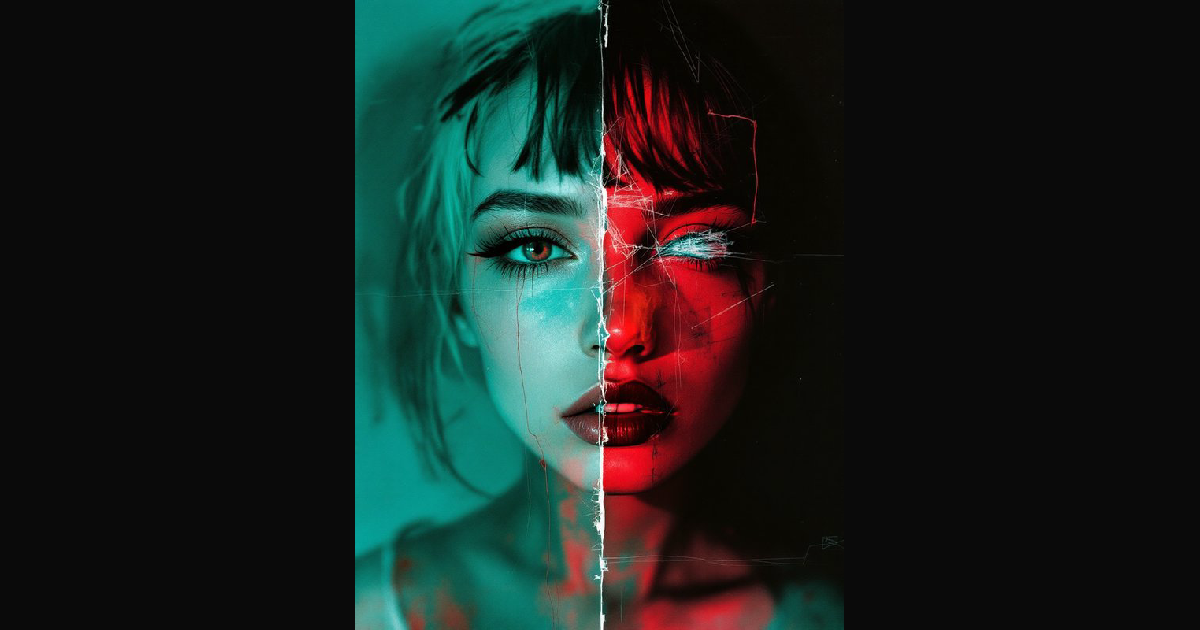 A dramatic fashion portrait featuring a split-face | justrob on BudgetPixel