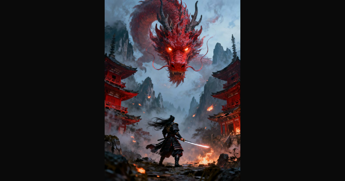 A dramatic fantasy scene shows a fearless samurai | justrob on ...