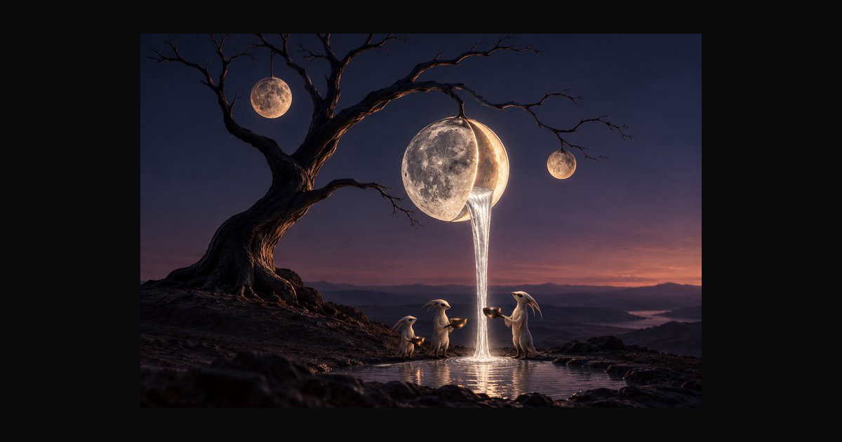 Small mythical creatures catch glowing liquid pouring — AI art by ...