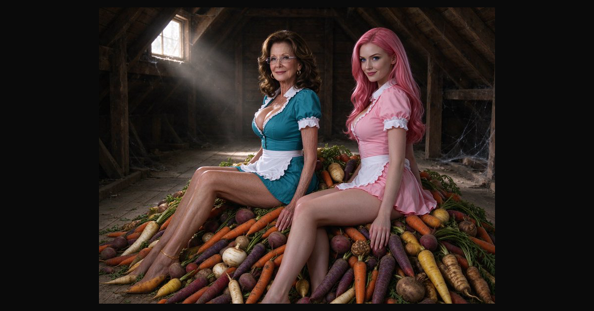 Two women in frilly retro dresses sit — AI art by @michellemichaels ...
