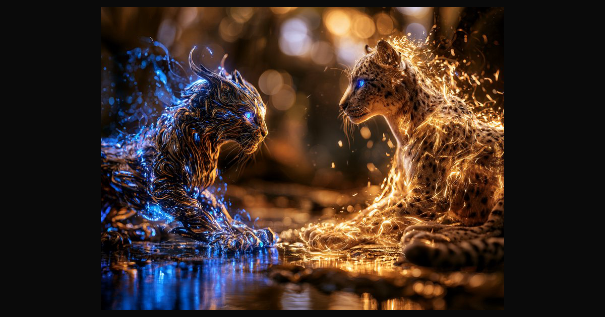Magical fantasy deer creatures with glowing blue eyes stand — AI art by ...